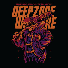 Deepzone Warfare Shark Techwear Animal Mutant Illustration
