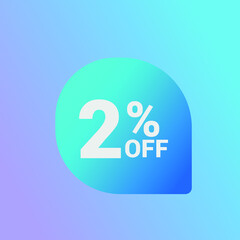 2% off Sale banner offer ad discount promotion vector banner. price discount offer. season sale promo sticker colorful background
