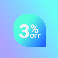 3% off Sale banner offer ad discount promotion vector banner. price discount offer. season sale promo sticker colorful background