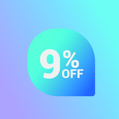 9% off Sale banner offer ad discount promotion vector banner. price discount offer. season sale promo sticker colorful background