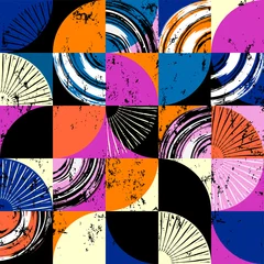 Foto op Canvas seamless abstract circle pattern, with squares, lines, paint strokes and splashes © Kirsten Hinte