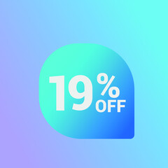 19% off Sale banner offer ad discount promotion vector banner. price discount offer. season sale promo sticker colorful background