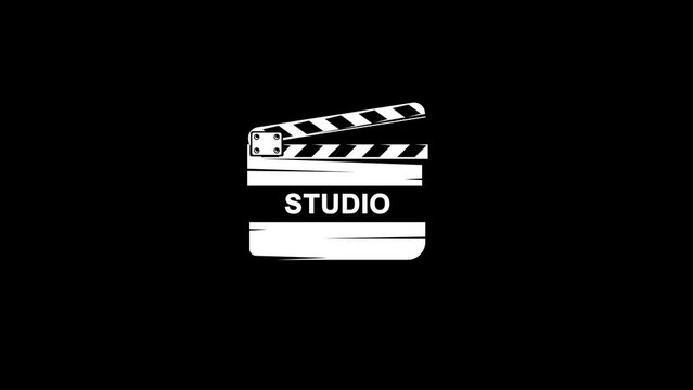movie clapperboard, animation of flying icon from infinity, on isolated background with alpha channel