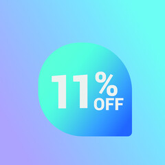 11% off Sale banner offer ad discount promotion vector banner. price discount offer. season sale promo sticker colorful background