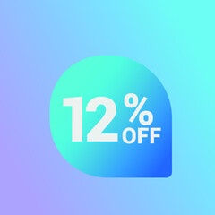 12% off Sale banner offer ad discount promotion vector banner. price discount offer. season sale promo sticker colorful background