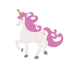 Obraz na płótnie Canvas Unicorn with glitter and pink curly mane