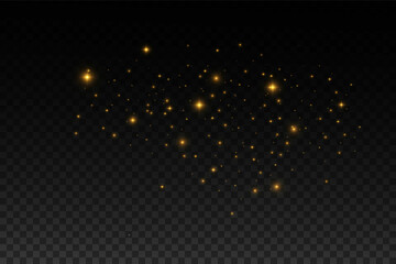 Christmas light effect.Glitter effect of particles. Vector sparkles on a transparent background Sparkling magical dust particles.The dust sparks and golden stars shine with special light.