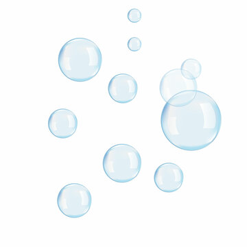 Transparent water realistic glass bubbles. Bubbles PNG. Vector PNG.