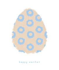 Cute Hand Drawn Easter Holidays Vector Illustration. Funny Beige Egg with Light Blue Circles Isolated on a White Background ideal for Easter Card. 