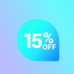 15% off Sale banner offer ad discount promotion vector banner. price discount offer. season sale promo sticker colorful background