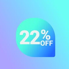 22% off Sale banner offer ad discount promotion vector banner. price discount offer. season sale promo sticker colorful background