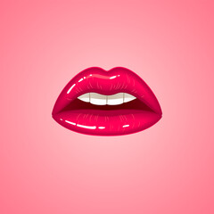 Sexy lips, female beautiful open mouth