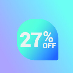 27% off Sale banner offer ad discount promotion vector banner. price discount offer. season sale promo sticker colorful background