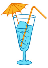Illustration of cocktail. Summer image for holiday or vacation.