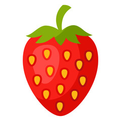 Icon of red strawberry. Illustration isolated on white background.