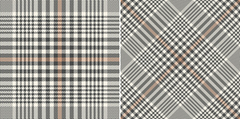 Glen check plaid pattern print for spring autumn winter. Seamless large neutral tweed tartan vector illustration graphic for scarf, blanket, throw, poncho, other modern fashion textile design. - obrazy, fototapety, plakaty