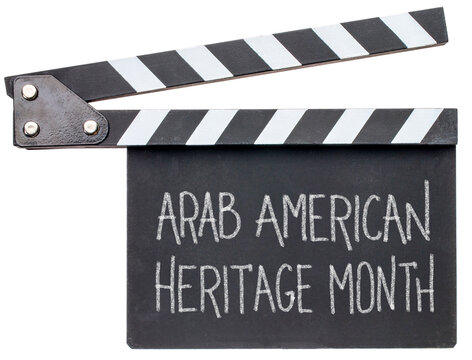 Arab American Heritage Month, White Chalk Handwriting On A Clapboard, Reminder Of Annual Monthly Event