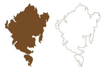 Larsmo island (Republic of Finland) map vector illustration, scribble sketch Luoto map