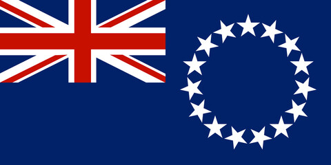 National Flag Cook Islands, Cook Islands Ensign, Blue ensign with a ring of fifteen white stars in the fly