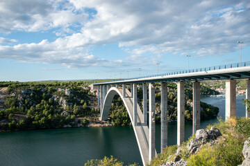 Fototapeta na wymiar bridge in croatia on the highway ,bridge over the river in the mountains