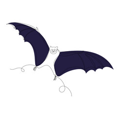 bat contour one line,sketch vector