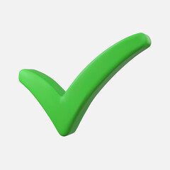 Yes or correct sign 3d illustration. Interface button isolated on white. © plasteed