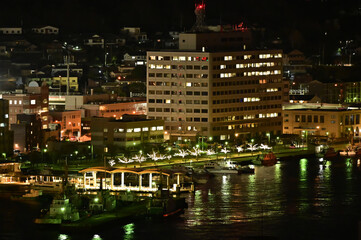 Fototapeta na wymiar 門司港レトロ地区のビル街夜景