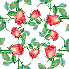  Floral seamless white background with garden flowers of rose.