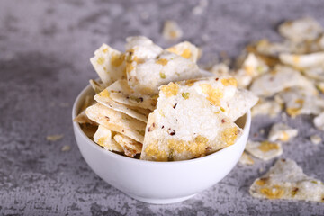 rice flour chips with corn are on the table