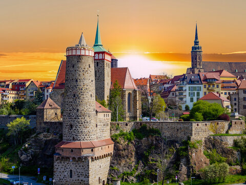 Die Altstadt von Bautzen bei Sonnenuntergang
