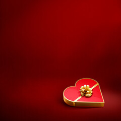 Heart Shape Gift Box on Red Background. Give Me Some Sugar Concept