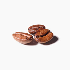 Heap of fresh roasted coffee beans isolated on white background as package design elements