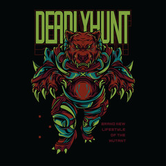 Deadly Hunt Bear Techwear Animal Mutant Illustration