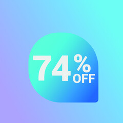 74% off Sale banner offer ad discount promotion vector banner. price discount offer. season sale promo sticker colorful background