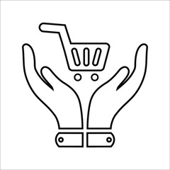 Cart, protection, security, shopping icon. Outline vector illustration.
