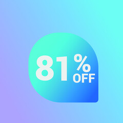 81% off Sale banner offer ad discount promotion vector banner. price discount offer. season sale promo sticker colorful background