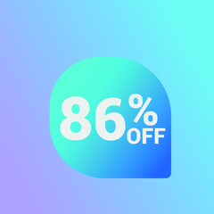 86% off Sale banner offer ad discount promotion vector banner. price discount offer. season sale promo sticker colorful background