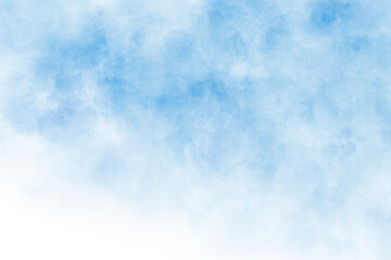 Watercolor illustration art abstract blue color texture background, clouds and sky pattern. Watercolor stain with hand paint