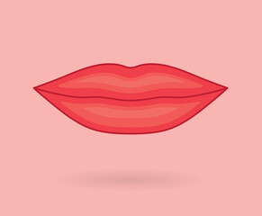 full red lips icon, Valentine's day, love, romance concept- vector illustration
