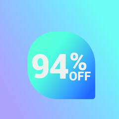 94% off Sale banner offer ad discount promotion vector banner. price discount offer. season sale promo sticker colorful background