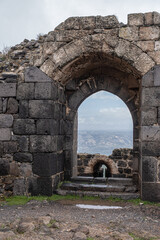 Fototapeta na wymiar Arched Doorways in Belvoir Crusader Castle, in Jordan Star National Park, located high above the Jordan Valley, South of the Sea of Gallelee and North of Beit Shean, Northern Israel, Isreal. 