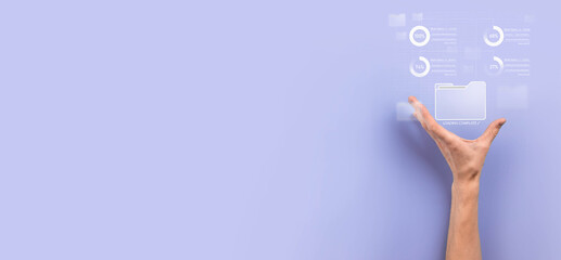 Business developer hand using board framework on virtual modern computer showing innovation Agile software development lean project management tool fast changes concept.Document Management System DMS