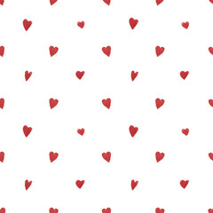Watercolors seamless pattern oh red hearts for valentine day