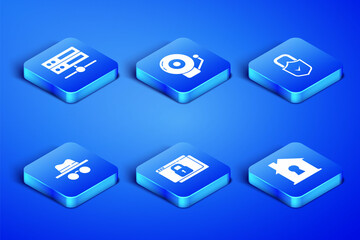 Set House under protection, Server, Data, Web Hosting, Secure your site with HTTPS, SSL, Incognito mode, Ringing alarm bell and Lock and check mark icon. Vector