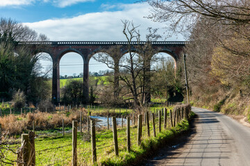 Eynsford Viaduct and the River Darent at Eynsford near Dartford in Kent, England