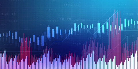 2d rendering Stock market online business concept. business Graph