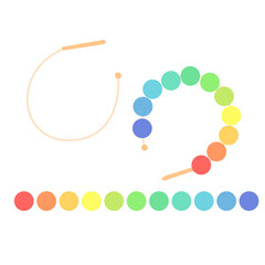 Educational children's game lacing. Wooden balls of different colors and string. Vector illustration.