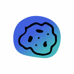 Line Space doodle image. Hand-drawn asteroid isolated on white background. Color astronomical object. Universe sketch meteorite sign. Astronomy, astrology, cosmos symbol. Vector science illustration