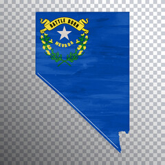 Nevada flag and map, transparent background