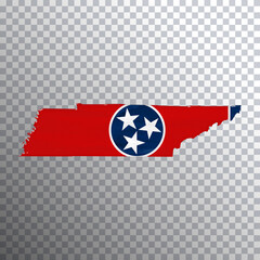 Tennessee flag and map, transparent background